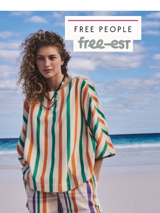 Free People Tops - Free People Free-est Orange/Green stripe top, L, GP1559